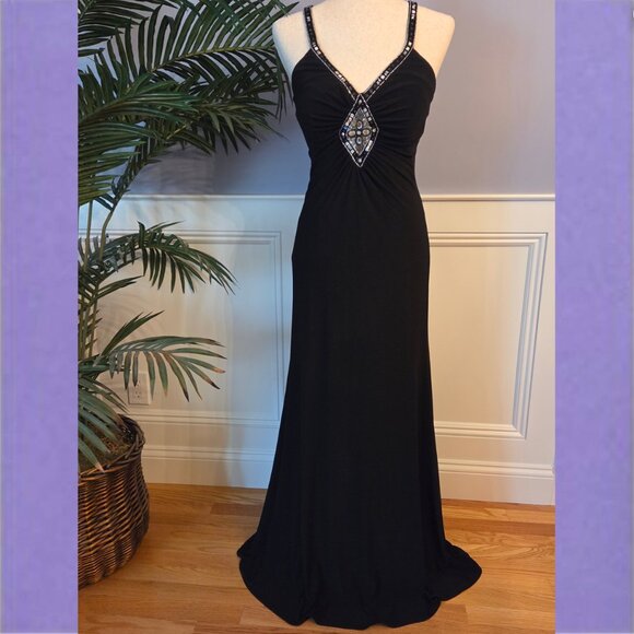 Janine Long Black Cross Back Dress - Picture 1 of 3